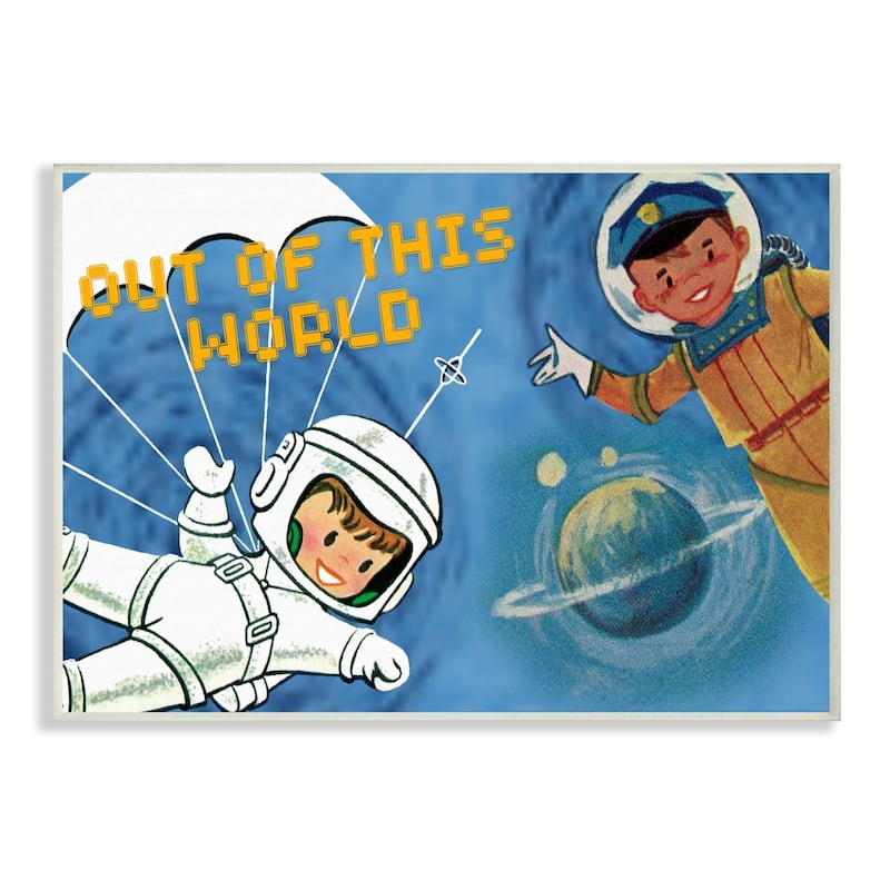 Stupell Out Of This Word Space Astronaut Cartoon Kids Nursery Design 