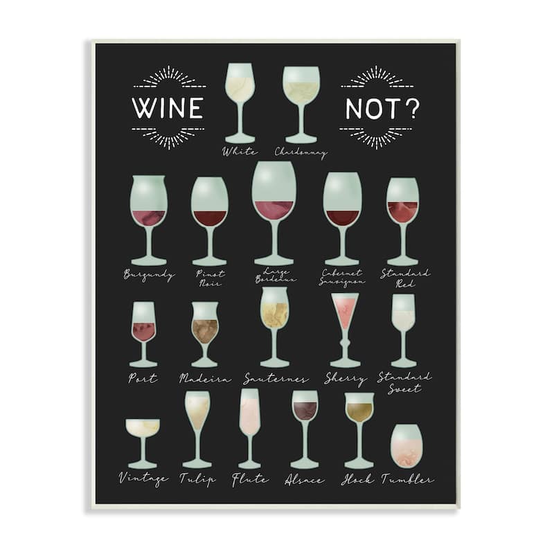 Stupell Wine Not Chart Infographic Kitchen Home Design Wood Wall Art, Proudly Made in USA
