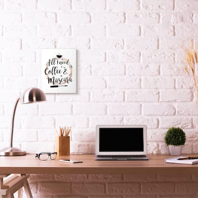Stupell Coffee And Mascara Fashion Designer Pink Gold Word Design Wood Wall Art, Proudly Made in USA