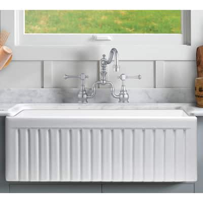 Sutton Place Fireclay 30" L x 18" W Single Basin Farmhouse Kitchen Sink In White