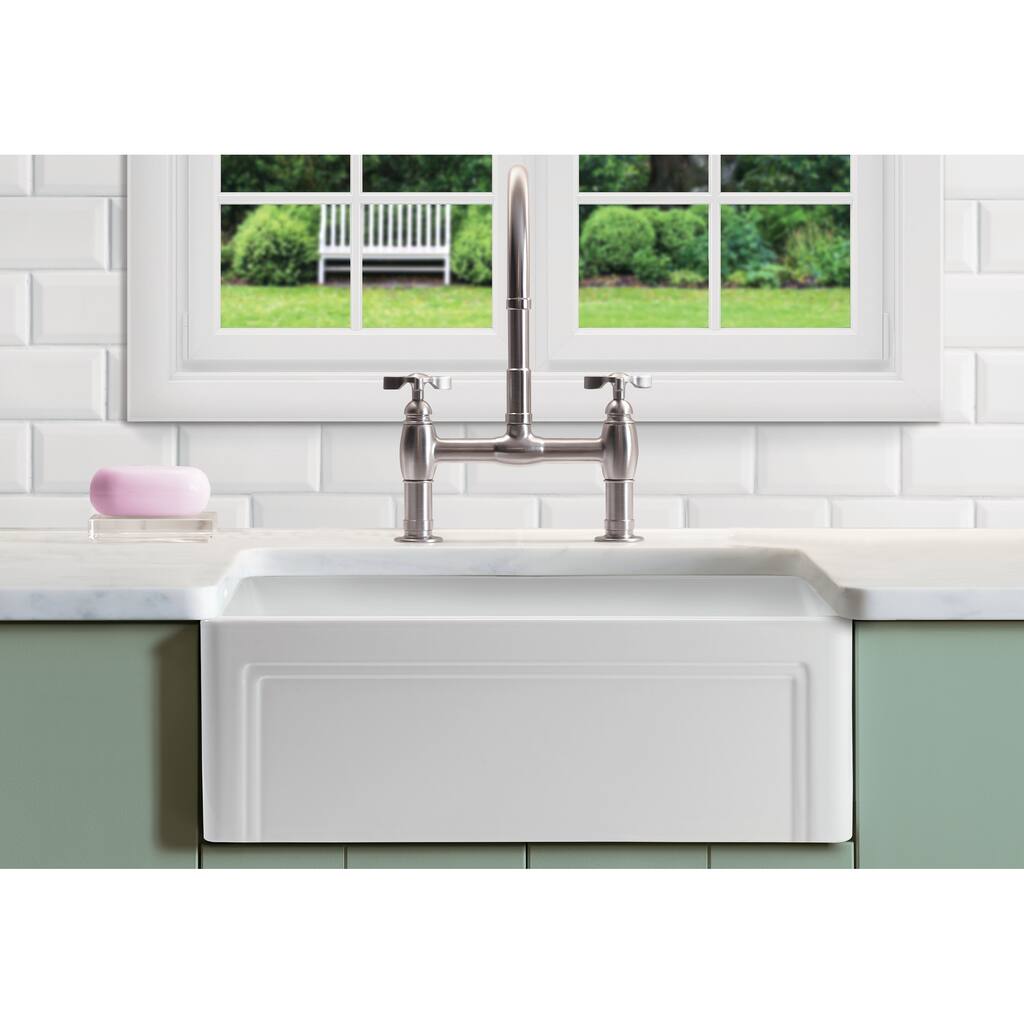 Olde London Fireclay 30" L x 18" W Single Basin Farmhouse Kitchen Sink In White