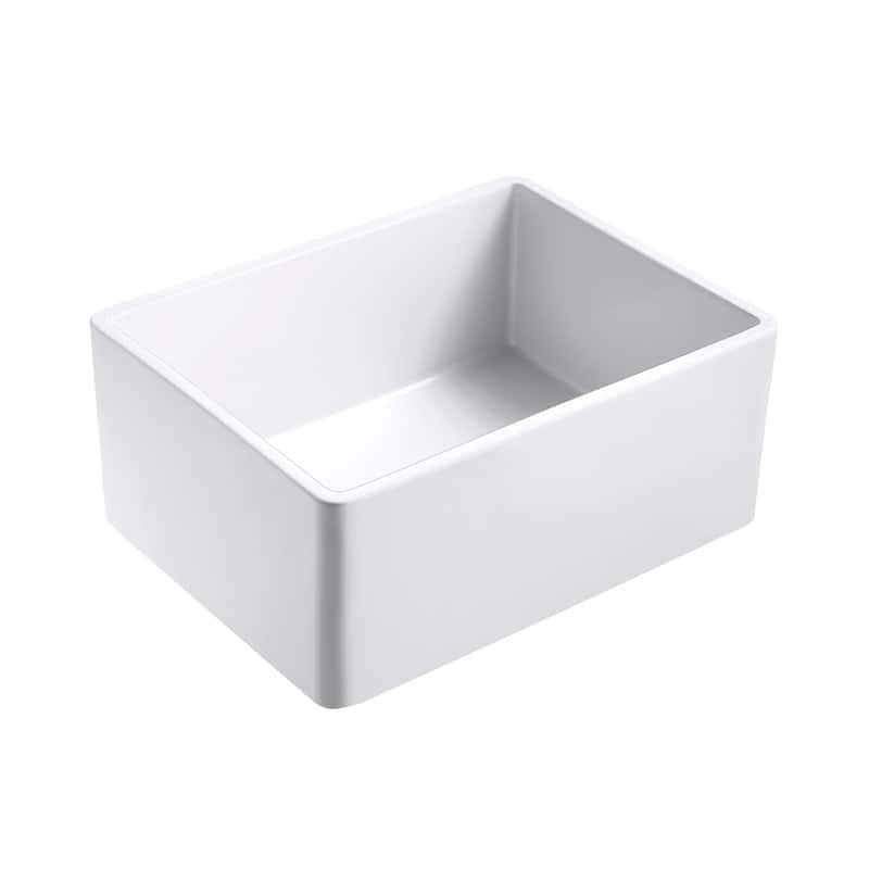 Olde London Fireclay 24" L x 18" W Single Basin Farmhouse Kitchen Sink In White