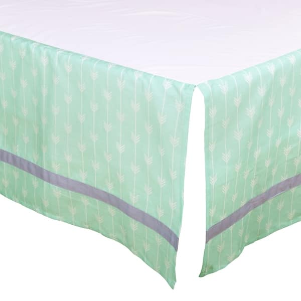 slide 1 of 1, The Peanut Shell Arrow Print Tailored Crib Dust Ruffle in Mint/Grey