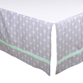 The Peanut Shell Arrow Print Tailored Crib Dust Ruffle in Mint/Grey