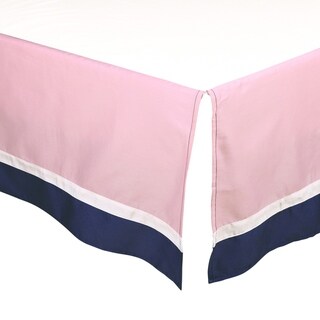 The Peanut Shell Solid Tailored Crib Dust Ruffle in Pink/Navy