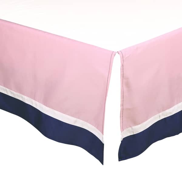 slide 1 of 1, The Peanut Shell Solid Tailored Crib Dust Ruffle in Pink/Navy