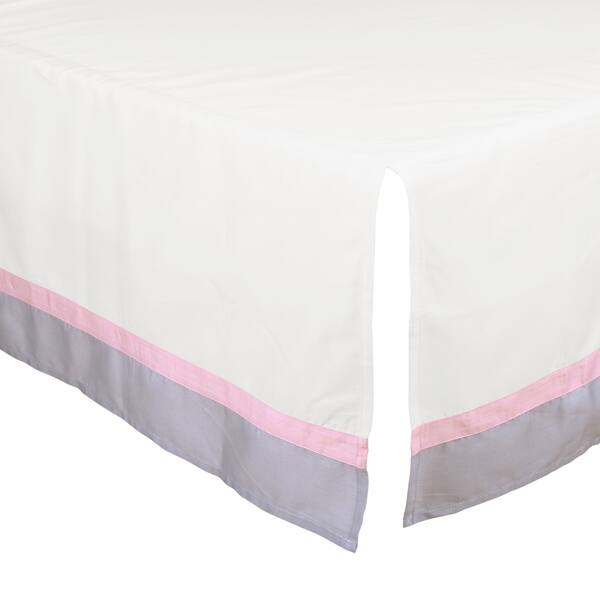 slide 1 of 1, The Peanut Shell Tailored Crib Dust Ruffle in Pink/Grey