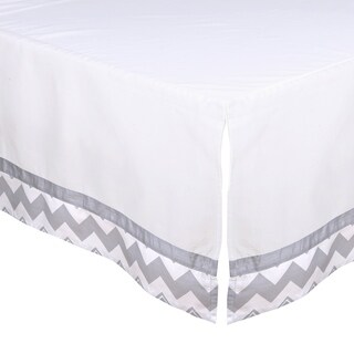 The Peanut Shell Chevron Tailored Crib Dust Ruffle in Grey