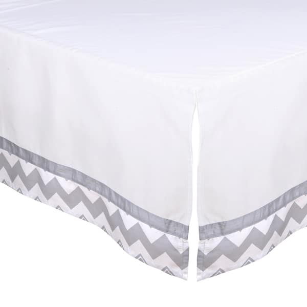 slide 1 of 1, The Peanut Shell Chevron Tailored Crib Dust Ruffle in Grey