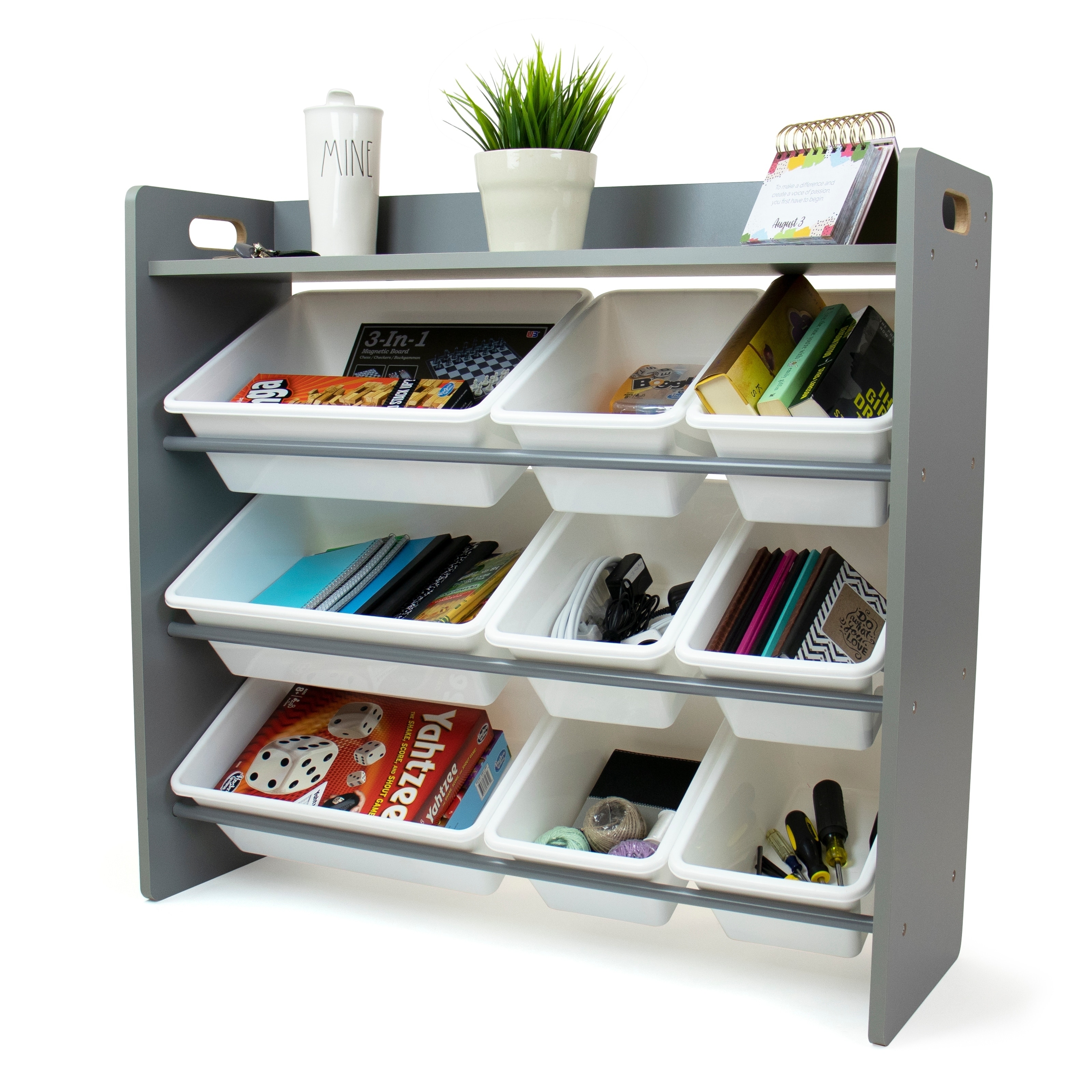 Shop Humble Crew Inspire Grey Toy Organizer With Shelf And 9