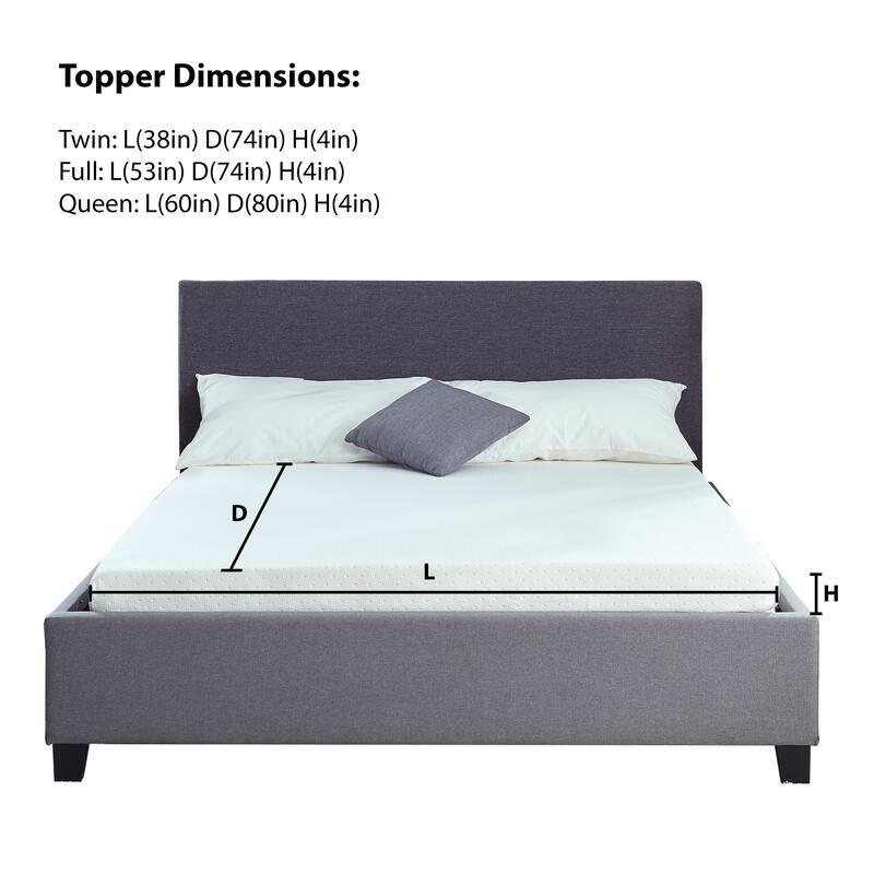 4" Memory Foam Mattress Topper Pad with Cool Gel