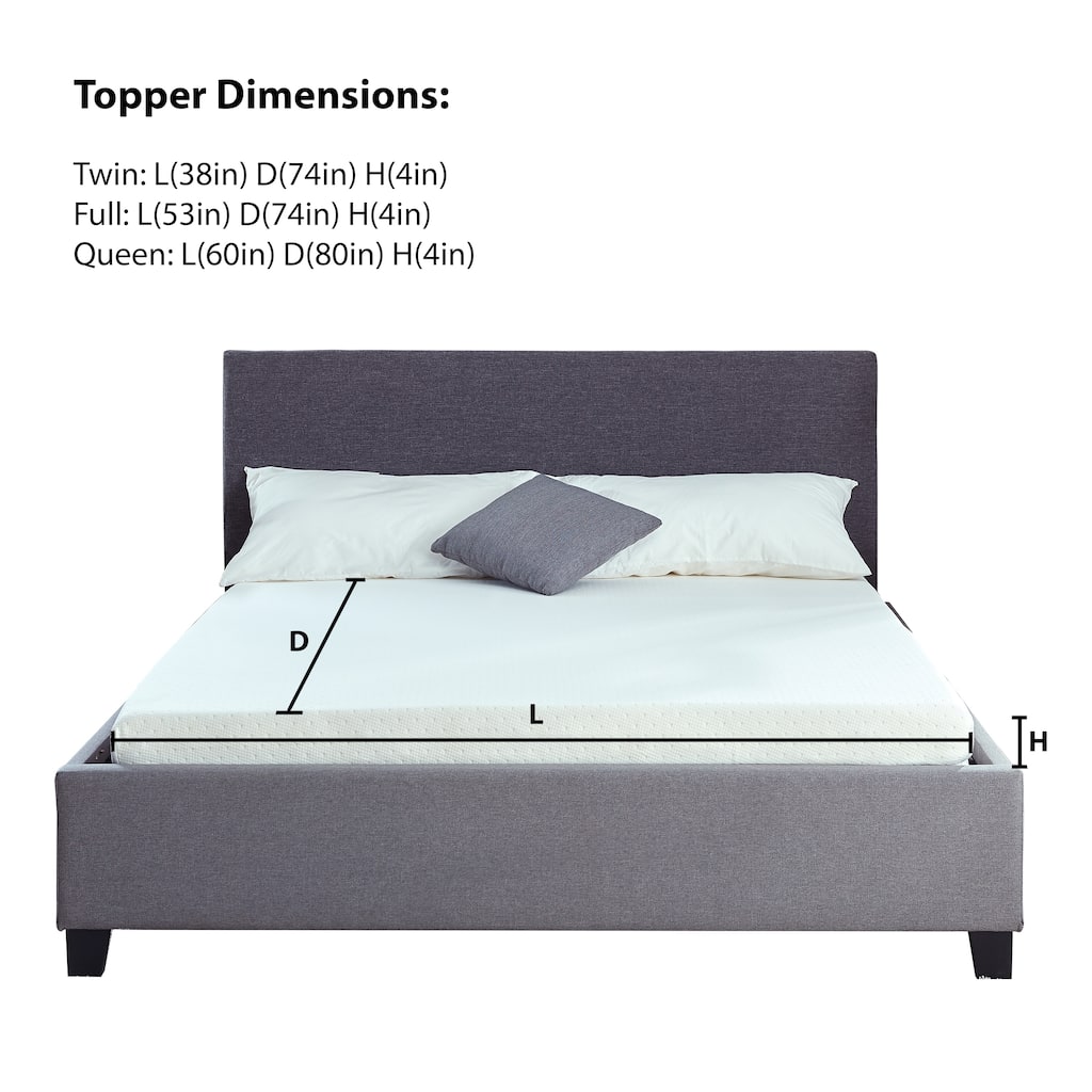 4" Memory Foam Mattress Topper Pad with Cool Gel