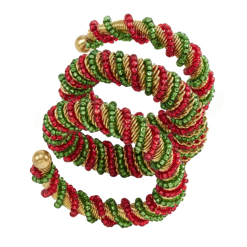 Spiral Design Napkin Ring Holders (Set of 4) - Red/Green