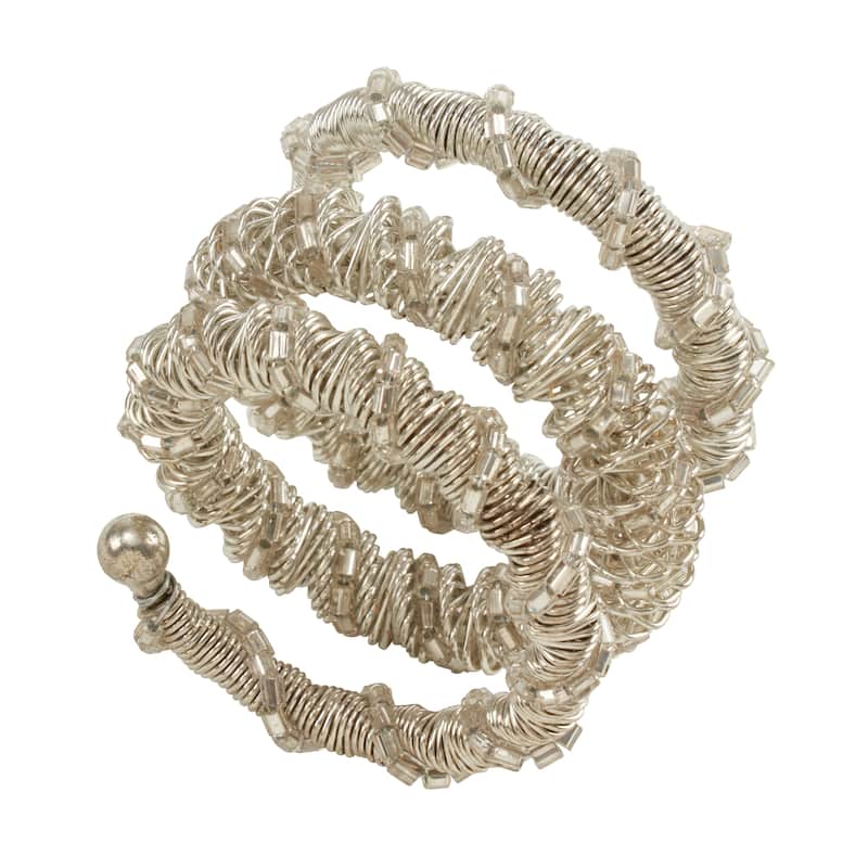 Spiral Design Napkin Ring Holders (Set of 4) - Silver