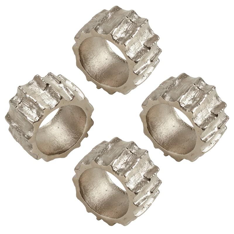 Ribbed Design Napkin Ring Holders (Set of 4)