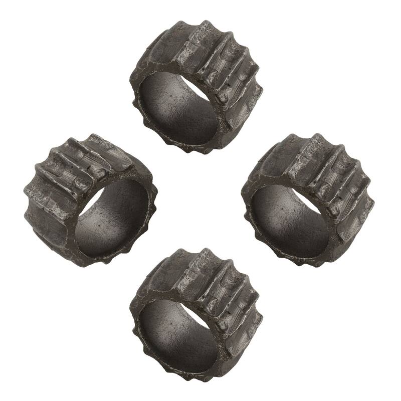 Ribbed Design Napkin Ring Holders (Set of 4)