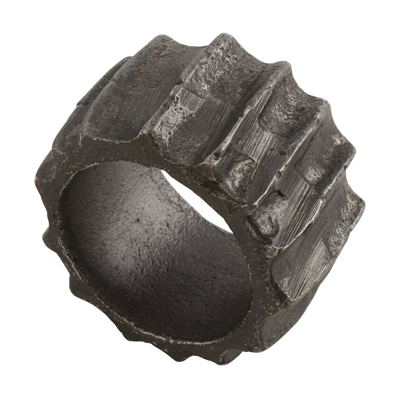 Ribbed Design Napkin Ring Holders (Set of 4) - Graphite