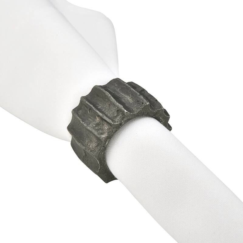 Ribbed Design Napkin Ring Holders (Set of 4)