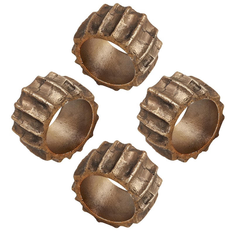 Ribbed Design Napkin Ring Holders (Set of 4)
