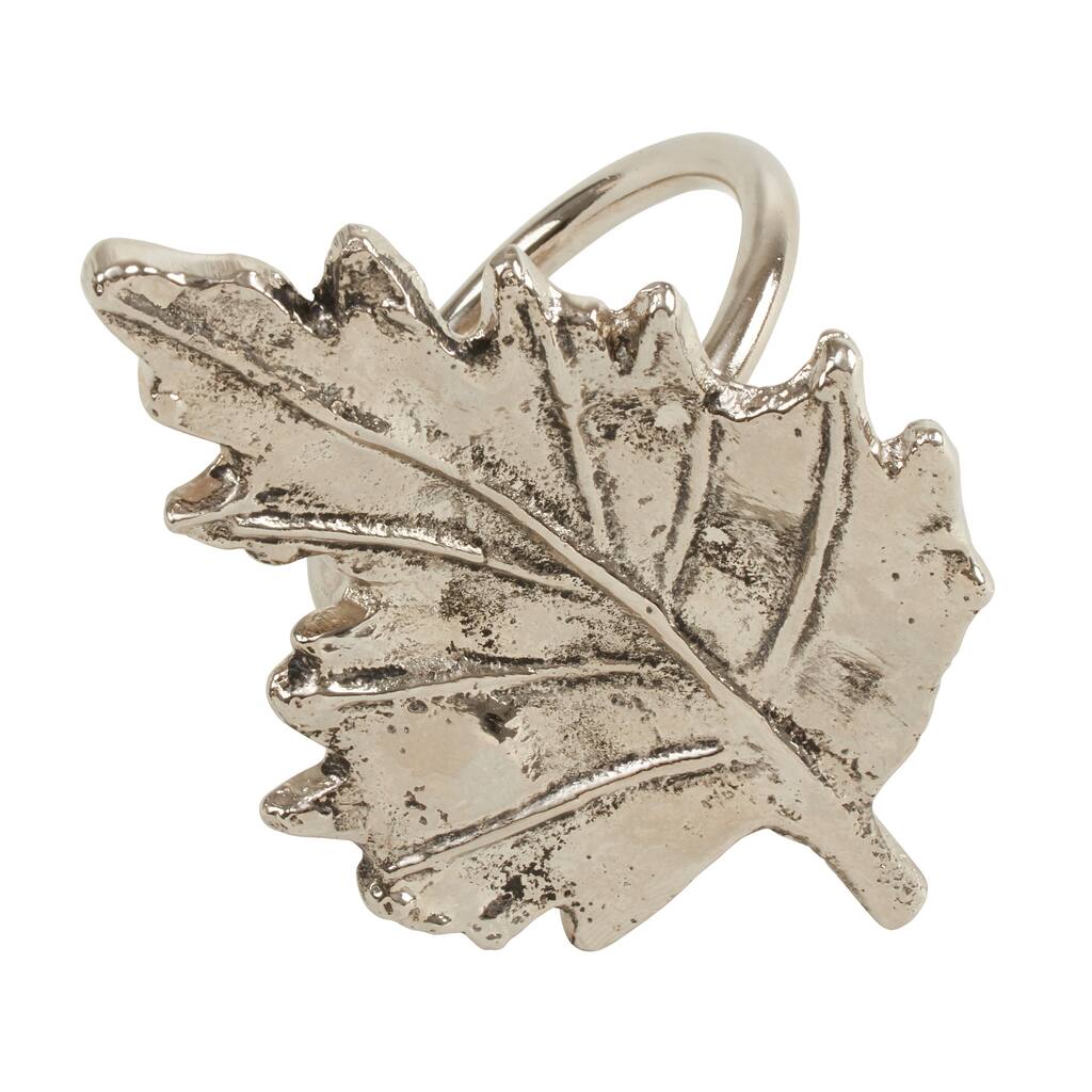 Metal Napkin Rings With Leaf Design (Set of 4)