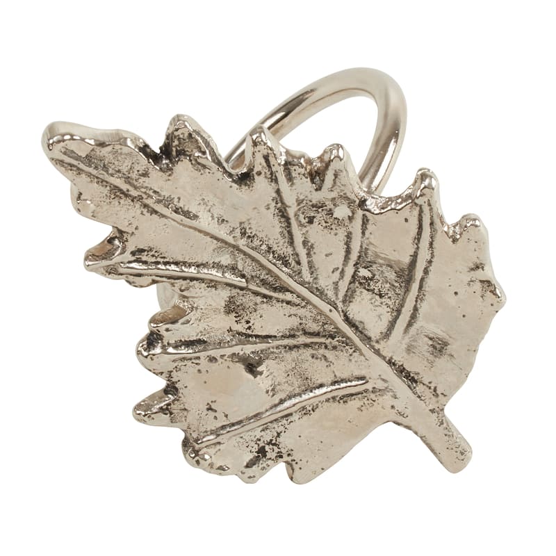 Metal Napkin Rings With Leaf Design (Set of 4)
