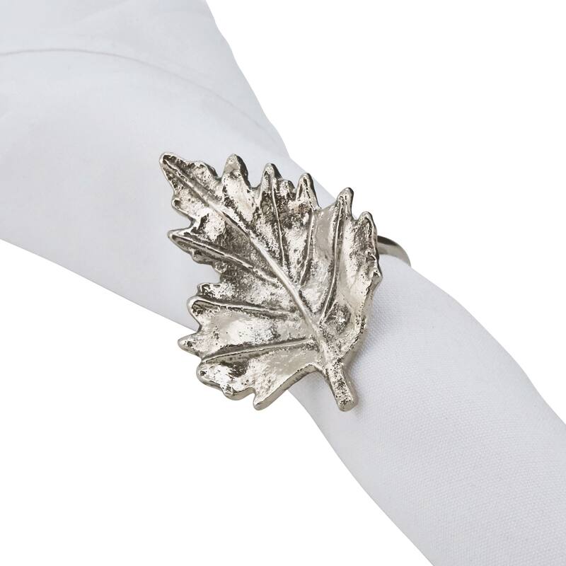 Metal Napkin Rings With Leaf Design (Set of 4)