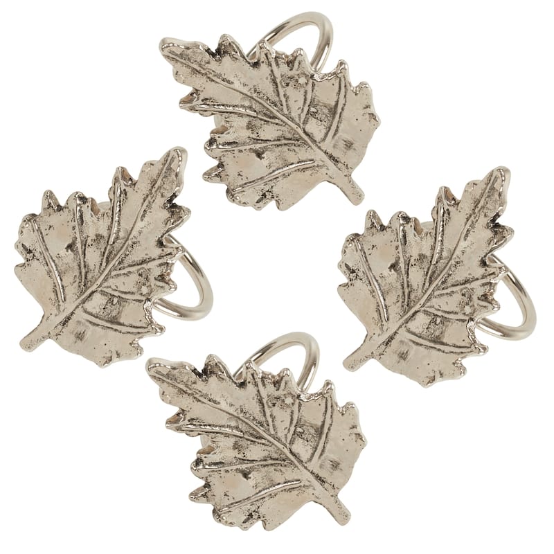 Metal Napkin Rings With Leaf Design (Set of 4)
