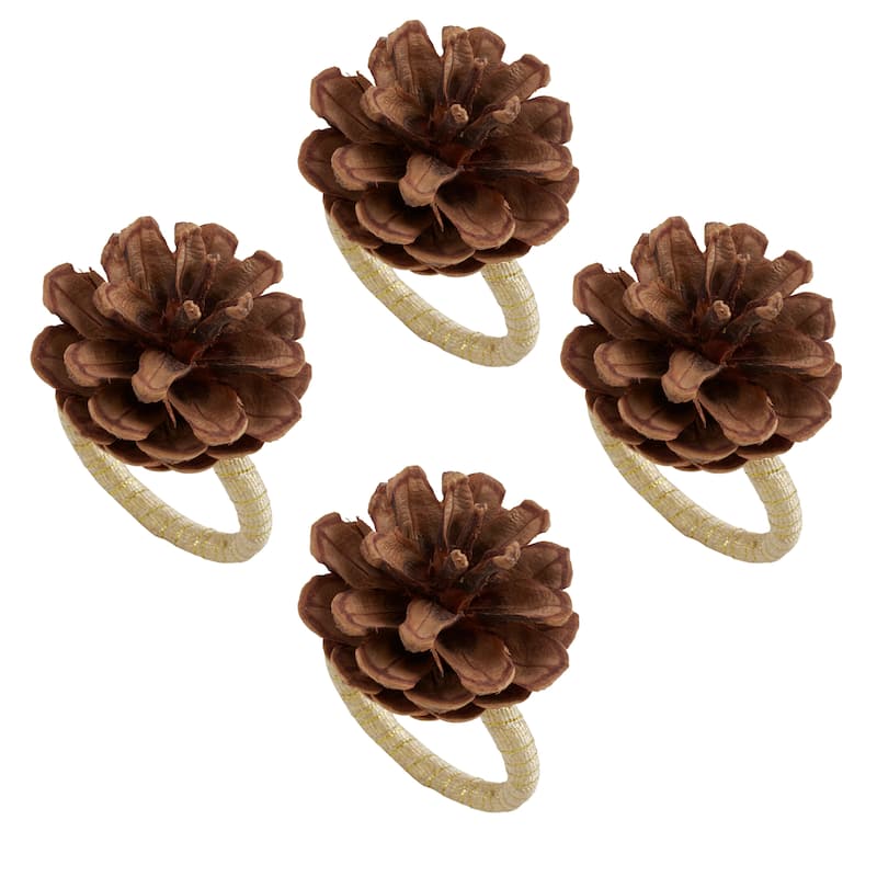 Pinecone Design Napkin Rings (Set of 4)