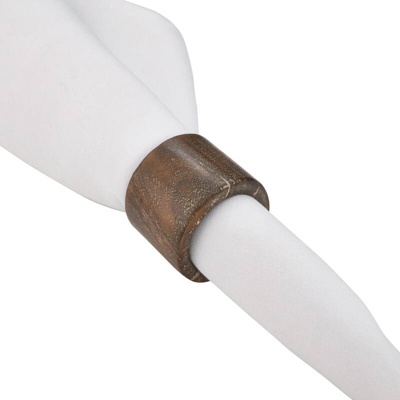 Napkin Ring Holders With Wood Design (Set of 4)