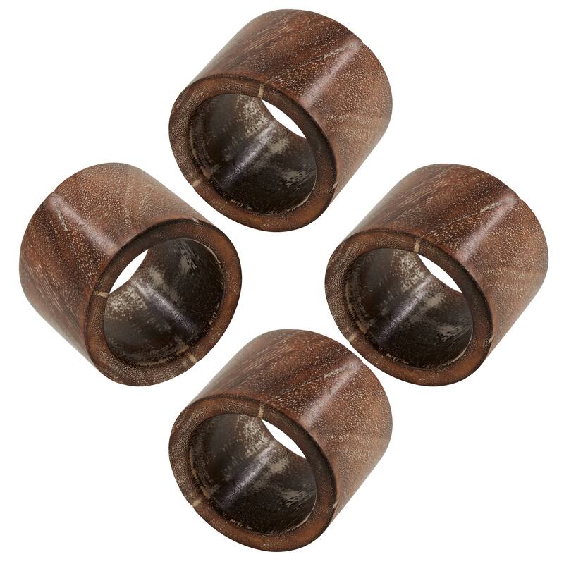Napkin Ring Holders With Wood Design (Set of 4)