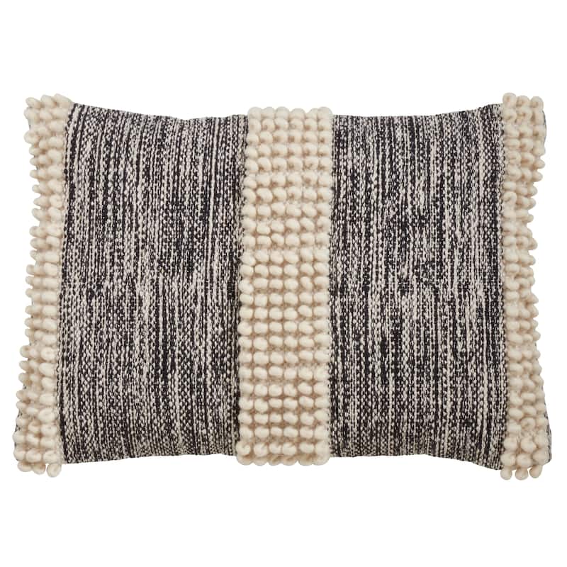 Throw Pillow With Pom Pom Stripe Design - 14 x 23 - Polyester