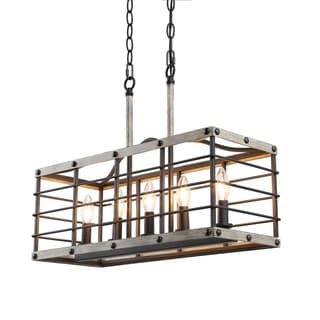 Rustic Chandelier 5-lights Kitchen Island Lighting for Dining Room - L22"xW8.5"xH17" (L22"xW8.5"xH17") - Chandeliers For Bedrooms by Overstock.com