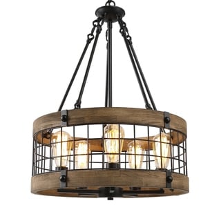 Farmhouse Chandelier with 5-lights Kitchen Island Lighting for Dining Room - D19"x H 25" (D19"x H 25") - Chandeliers For Bedrooms by Overstock.com