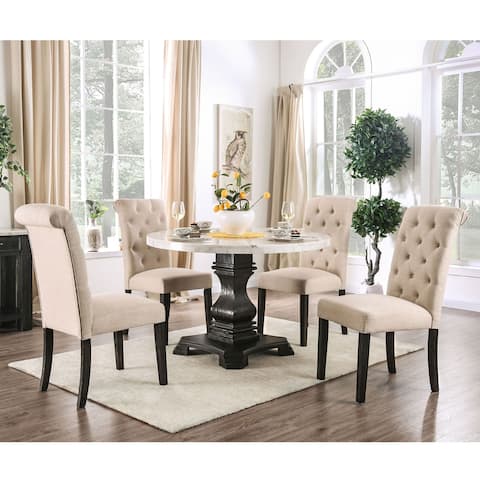 Furniture of America Brec Rustic Solid Wood 5-piece Round Dining Set