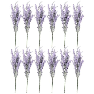 12 Artificial Lavender Flowers in Purple, Fake Plant for Home Decor, Wedding