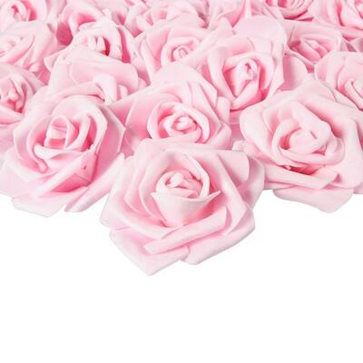 100-Pack Light Pink Rose Artificial Flower Heads for Wedding Home Decorations