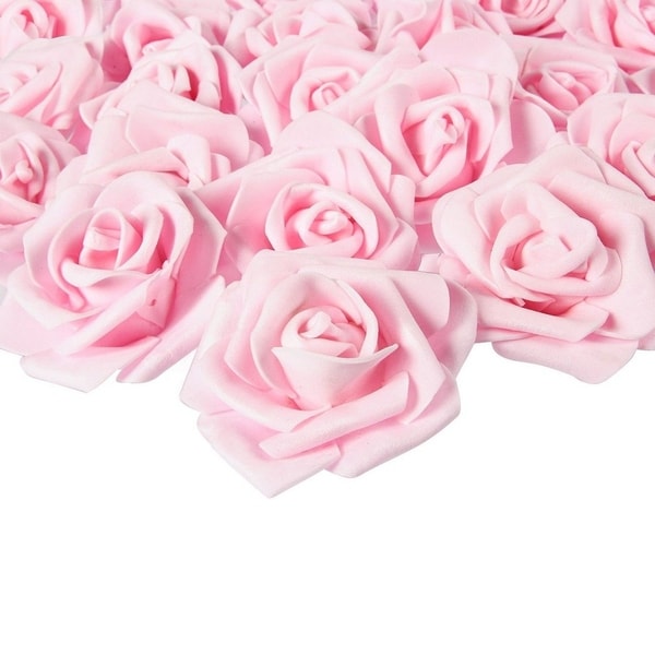 100-Pack Light Pink Rose Artificial Flower Heads for Wedding Home Decorations