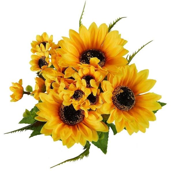 Shop 2 Artificial Sunflowers In Yellow Fake Flowers Artificial Plant For Home Decor Overstock 29743722