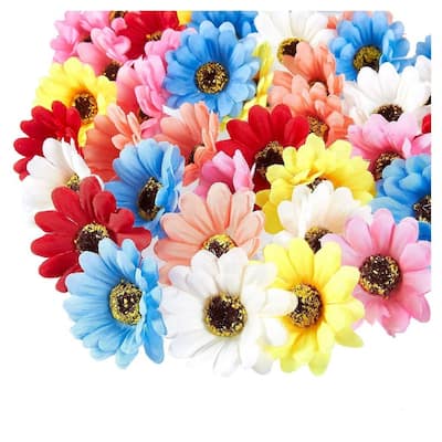 60-Pack Artificial Flower Heads Fake Daisy Flowers Wedding Party Decorations