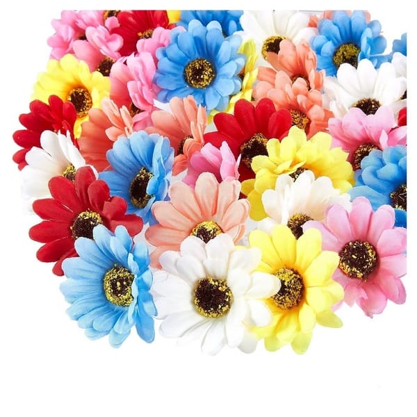 Juvale 60 Pack Artificial Daisy Flowers Heads, 2-Inch Colorful Fake Flowers, Bulk, for Crafts, Wedding Decorations (6 Colors)