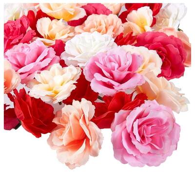 60-Pack Artificial Flower Heads Fake Fabric Flowers for Wedding Decorations