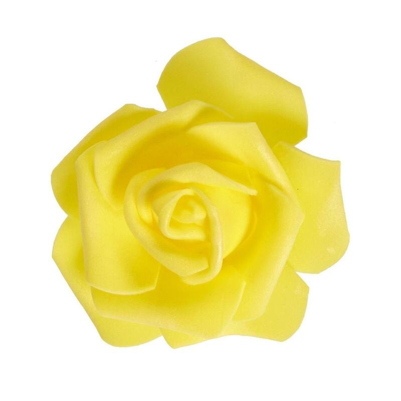 100-Pack Yellow Rose Artificial Flower Heads for Wedding Home Party Decorations