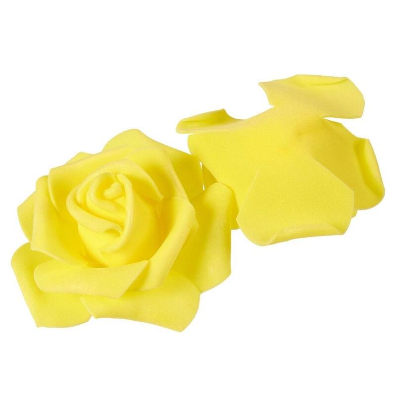 100-Pack Yellow Rose Artificial Flower Heads for Wedding Home Party Decorations