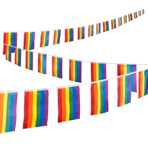 32-Piece Rainbow Flags Banner Gay Pride LGBT Party Decor 37.4 Feet ...
