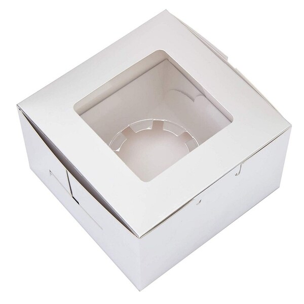24-Pack Glossy Bakery Cupcake Boxes With Window Inserts, Gold Silver,  5x3x5