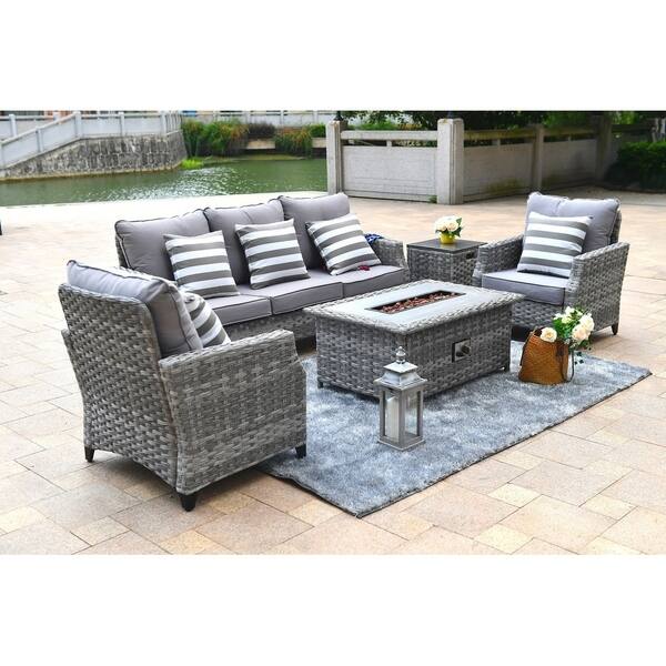 Shop 5 Pieces Chat Set With Gas Fire Pit Table By Moda Furnishings
