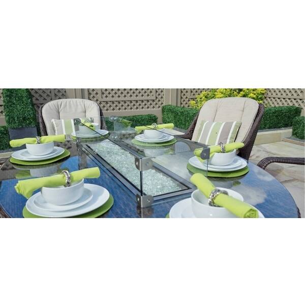 Shop 7 Piece Outdoor Gas Fire Pit Set Patio Oval Table With Arm