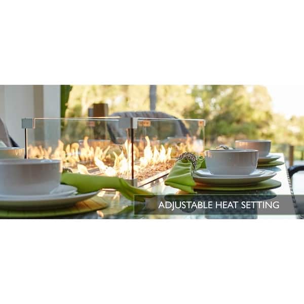 Shop 7 Piece Outdoor Gas Fire Pit Set Patio Oval Table With Arm