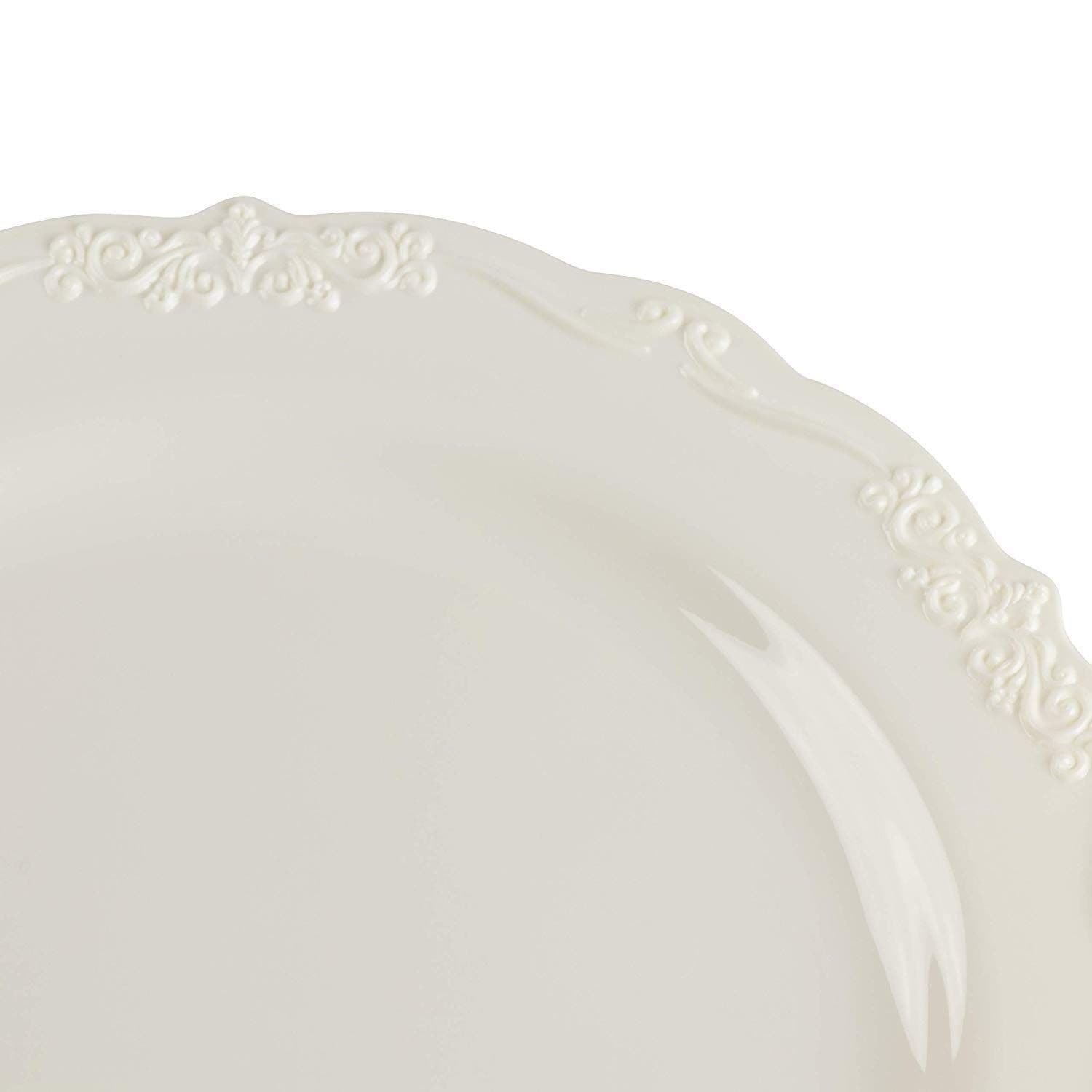 Disposable Elegant Vintage Plastic Plate, Included: 30 Dessert+30 Dinner Plate