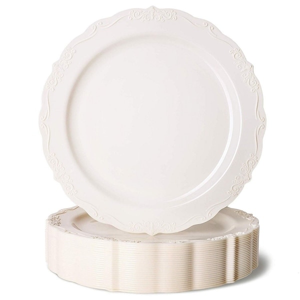 25x Elegant Vintage Plastic Plates for Birthday Bridal Shower